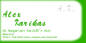 alex karikas business card